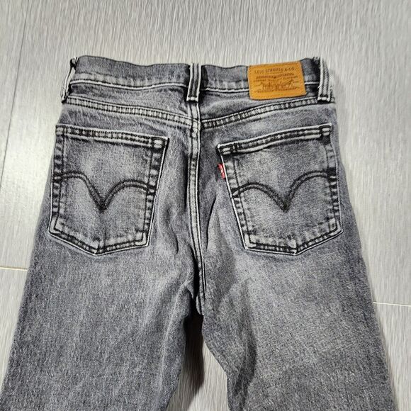 Levis Big E Womens Wedgie Straight Leg Jeans Size 24 Gray High Rise Button Fly - Picture 9 of 13